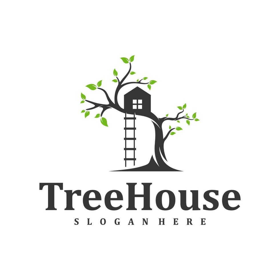 Tree House logo design Template. Creative House Tree logo vector illustration.