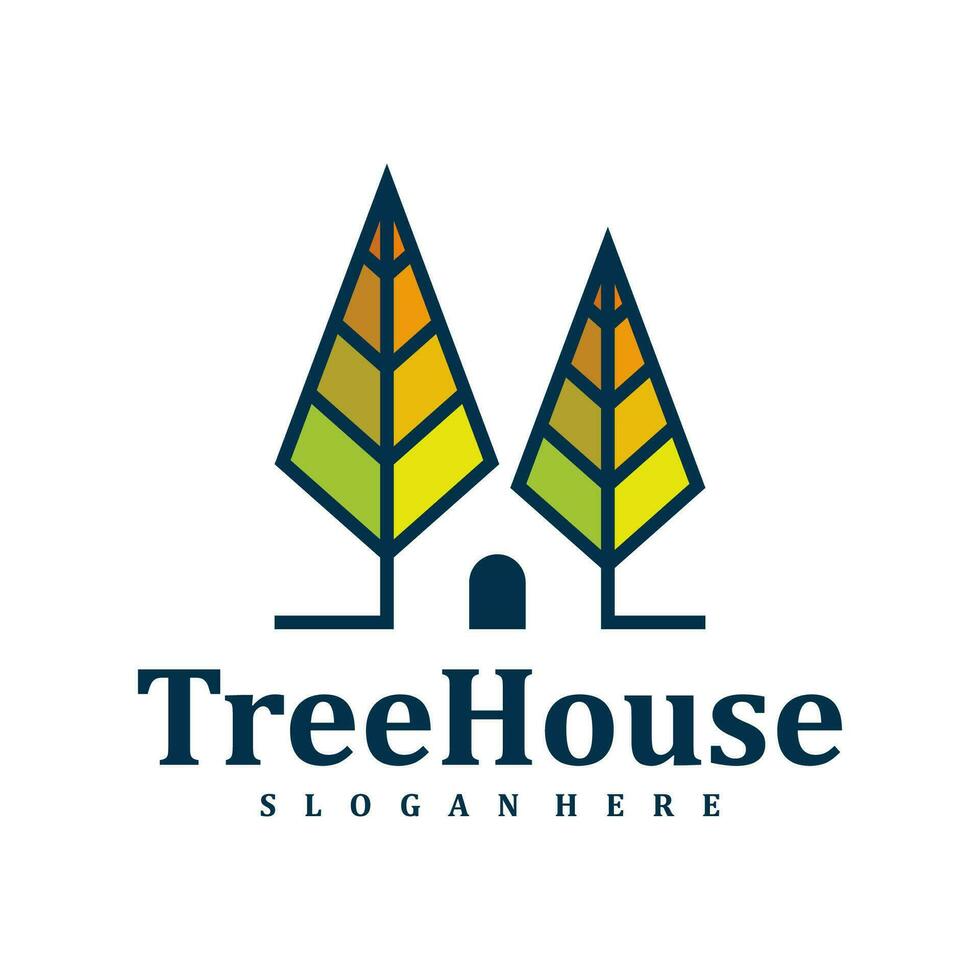 Tree House logo design Template. Creative House Tree logo vector illustration.