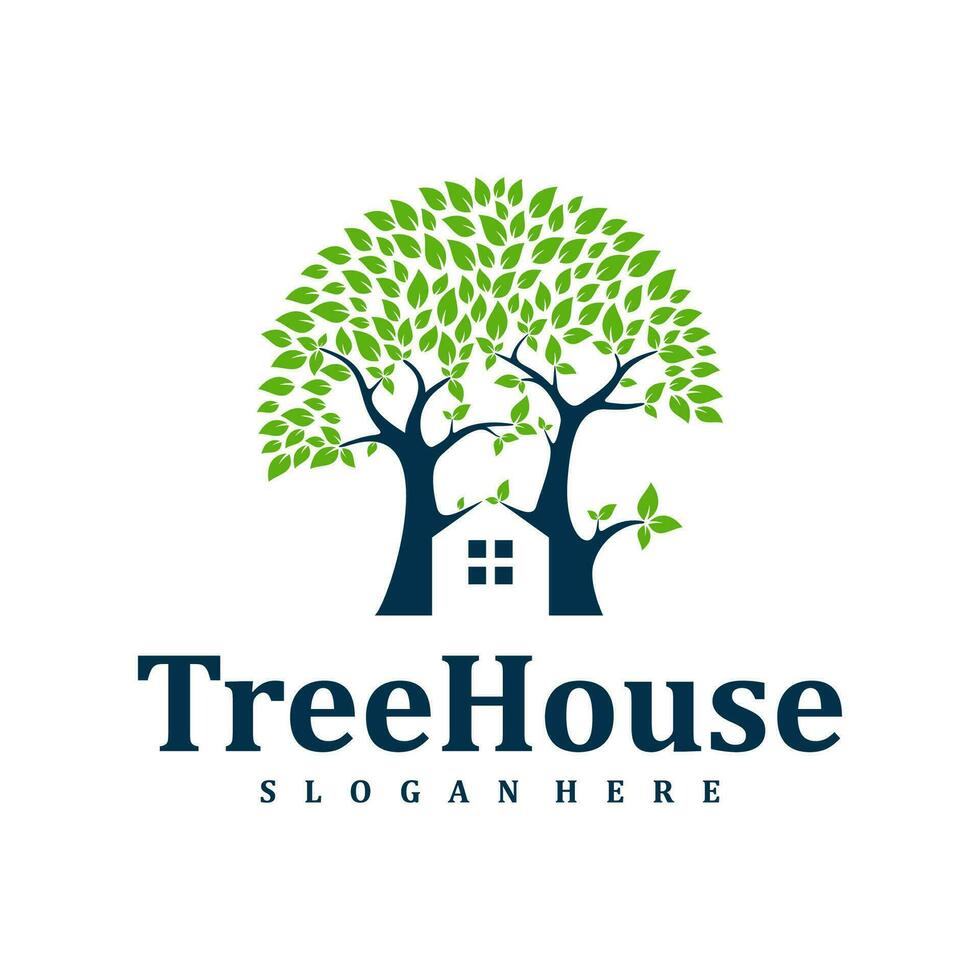 Tree House logo design Template. Creative House Tree logo vector illustration.