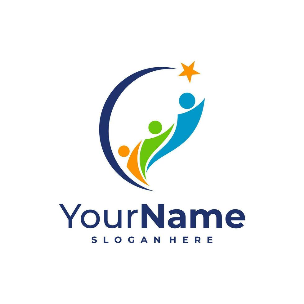 Leader logo design Template. Star People logo vector illustration.