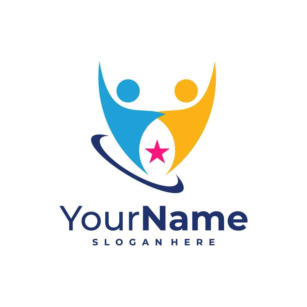 Leader logo design Template. Star People logo vector illustration.