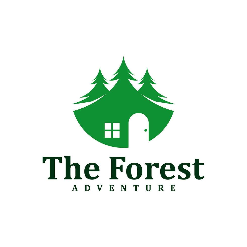 House Forest logo design Template. Creative Pine House logo vector illustration.