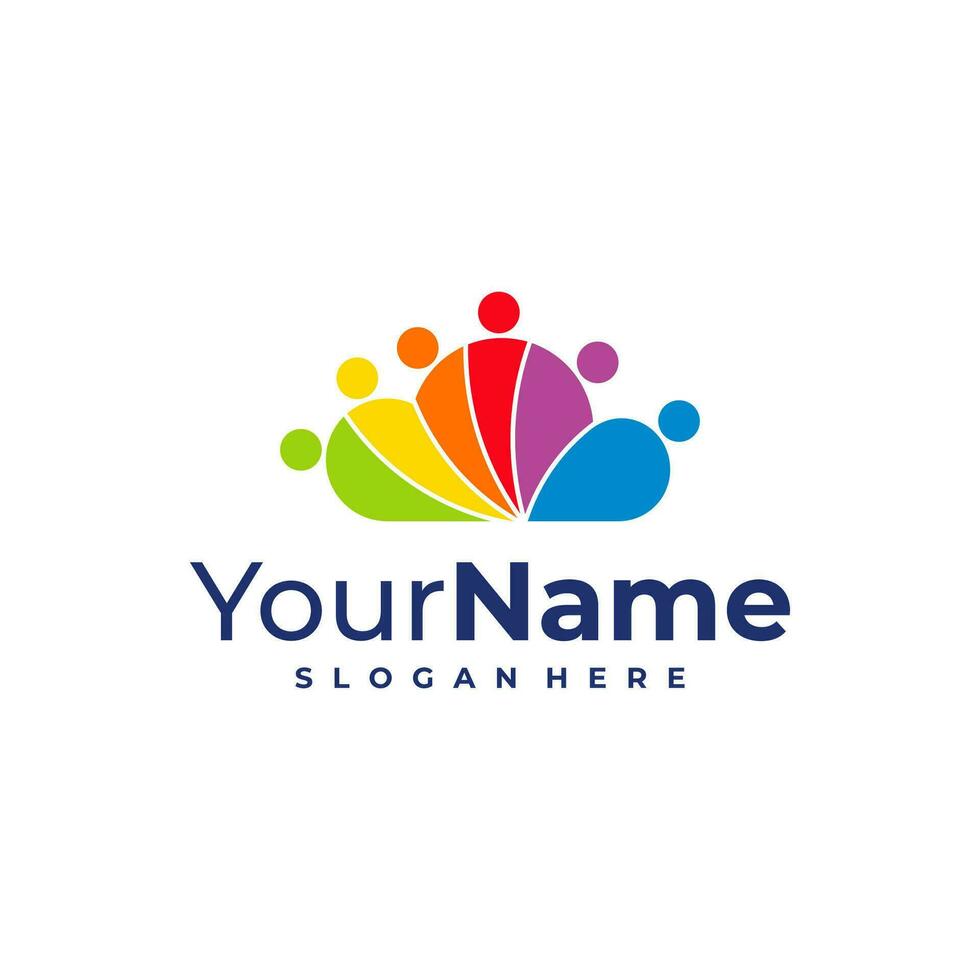 Cloud Leader logo design Template. Cloud People logo vector illustration.