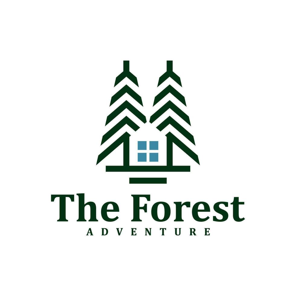 House Forest logo design Template. Creative Pine House logo vector illustration.