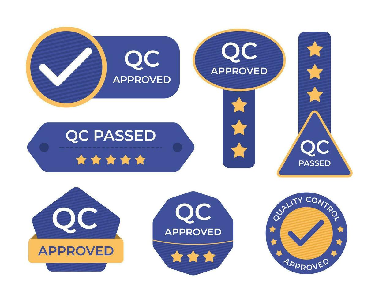 Quality Control Labels Set in Flat Design Style for Sticker Tag vector