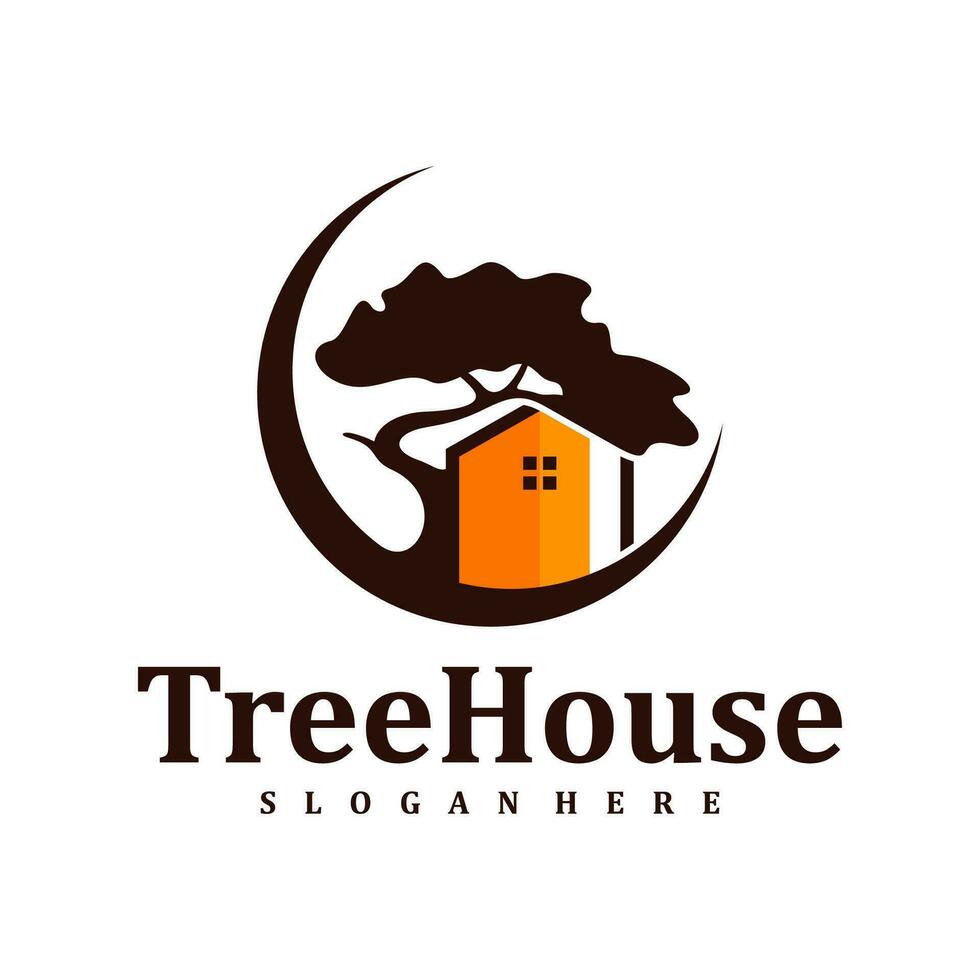 Tree House logo design Template. Creative House Tree logo vector illustration.
