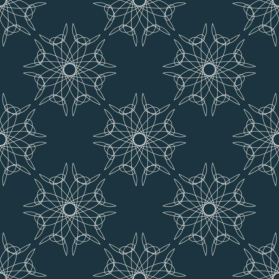 Vector seamless vintage pattern of abstract white lace flowers on dark grey background