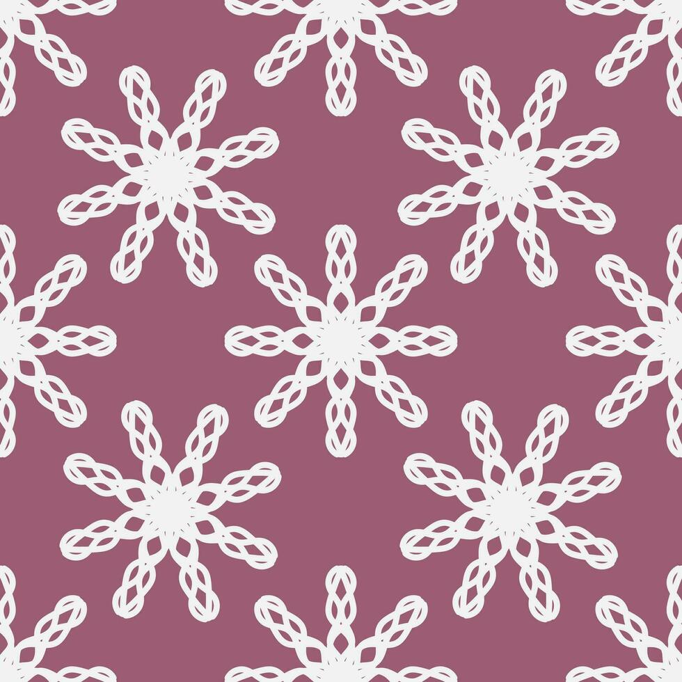 Vector seamless vintage pattern of abstract white lace flowers on pink background