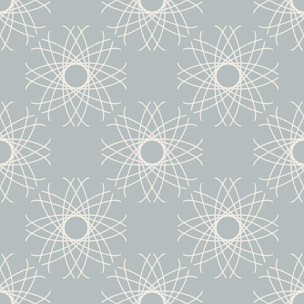 Vector seamless vintage pattern of abstract white lace flowers on light grey background