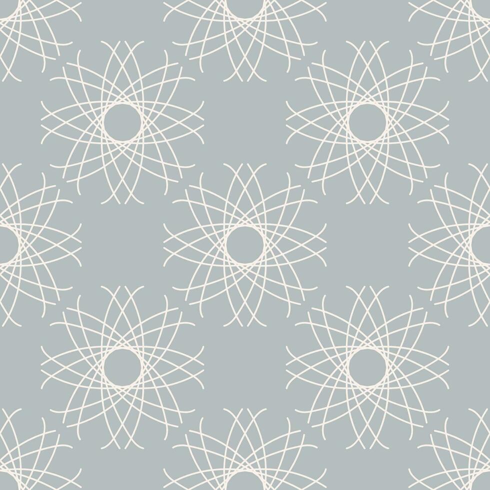 Vector seamless vintage pattern of abstract white lace flowers on light grey background