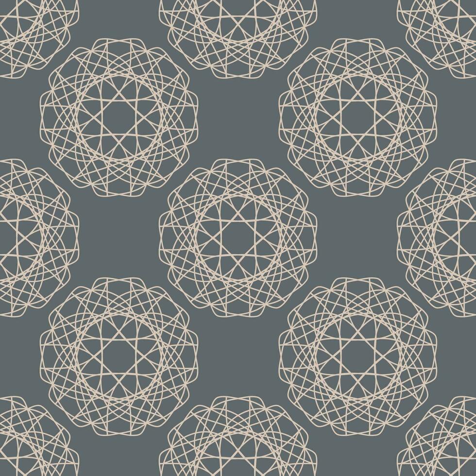 vector seamless vintage pattern of abstract shapes on grey