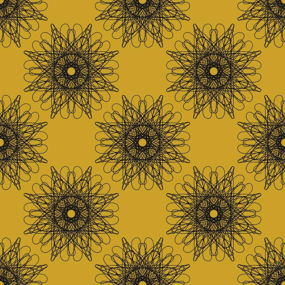 vector seamless pattern of abstract shapes in yellow and black color