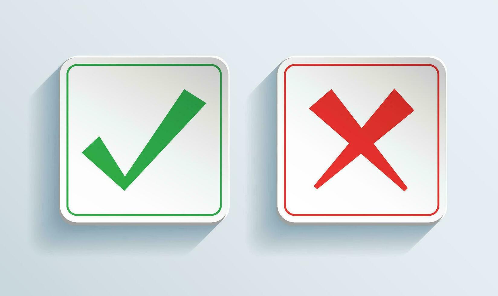 Yes And No Check Marks Icon.  Check Mark And Cross Mark icon. Cross And Check Marks Symbol Set. vector