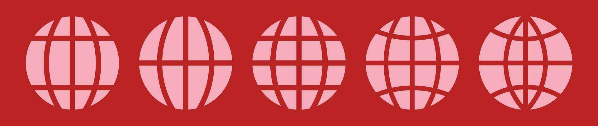Globe blue solid icon set with dark background. vector