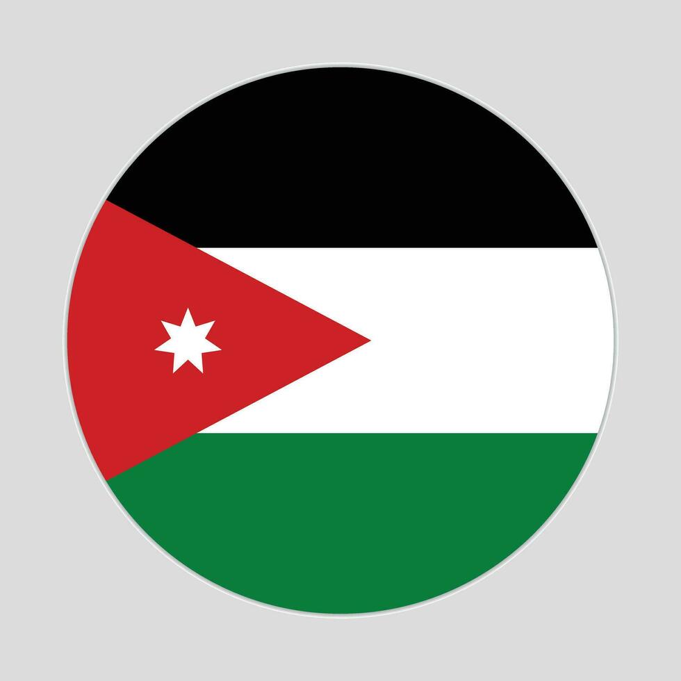 Jordan Round Country Flag. Jordanian Circle National Flag. vector