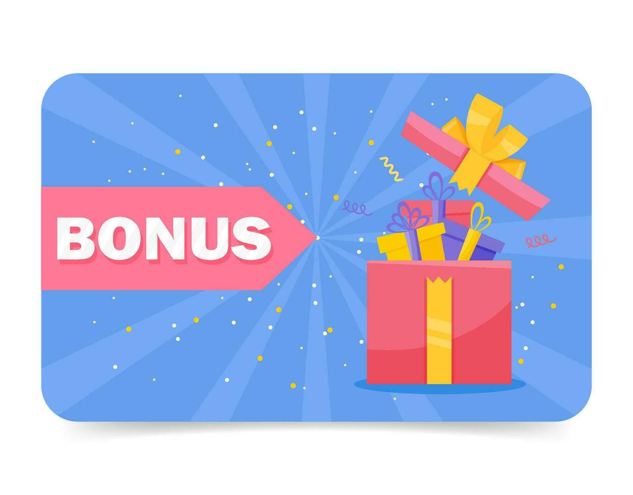 Bonus card template  with prezent box and surprize inside vector