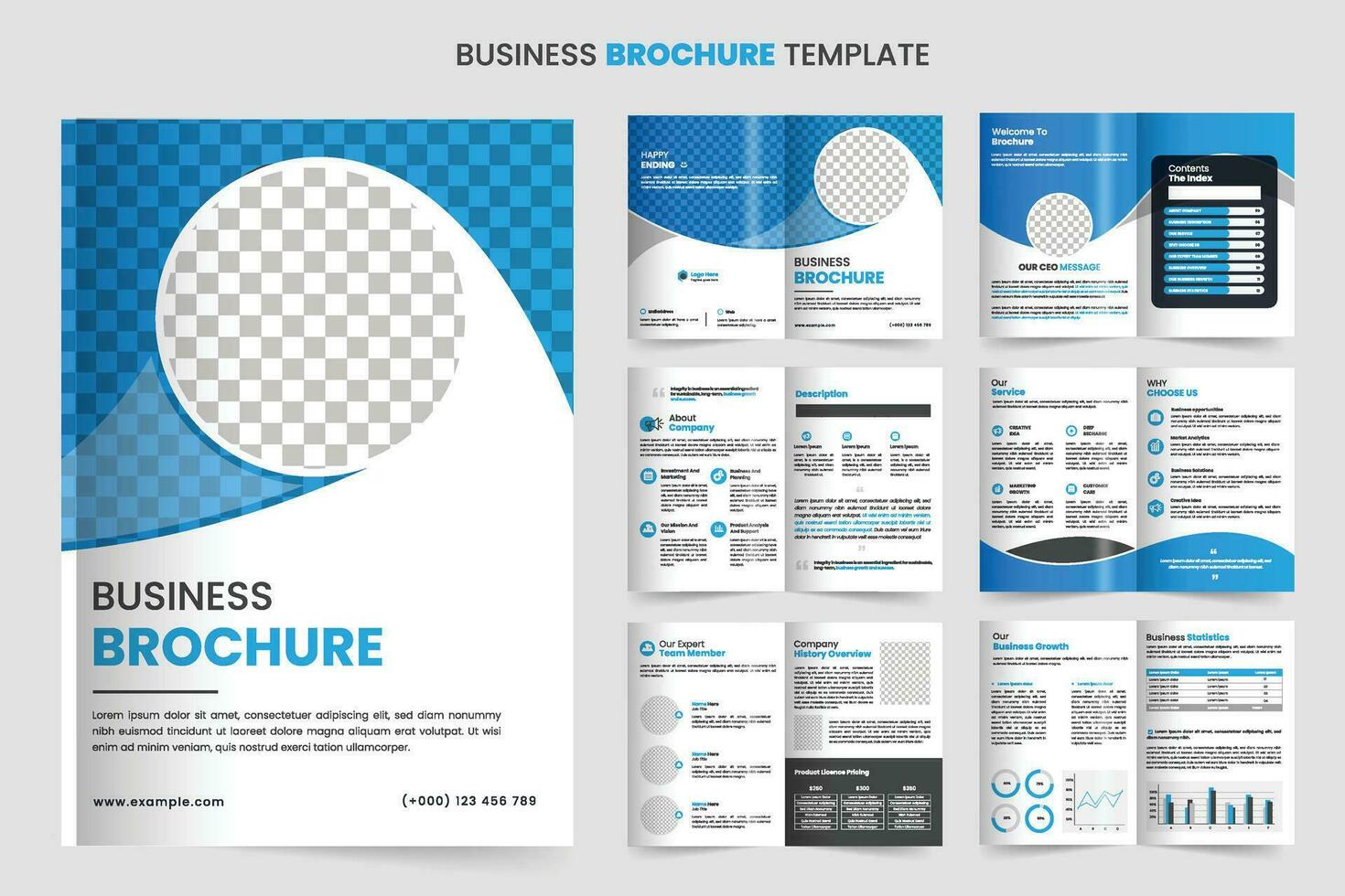 Set of minimalist business brochure template, Brochure creative design. Multipurpose template with cover, back and inside pages. vector