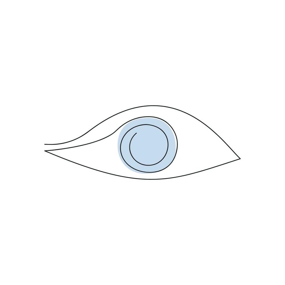 Eye drawn in one continuous line in color. One line drawing, minimalism. Vector illustration.