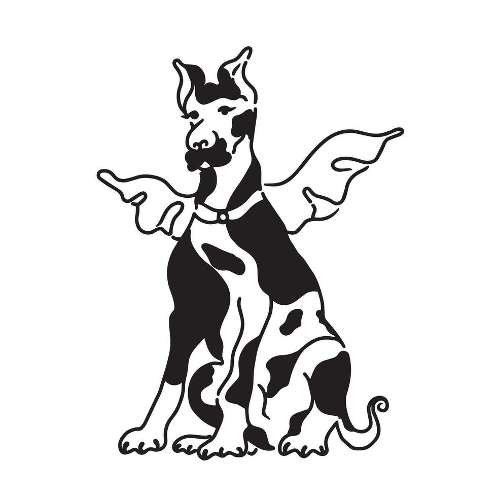 Dashing Black and White Dog Vector Design