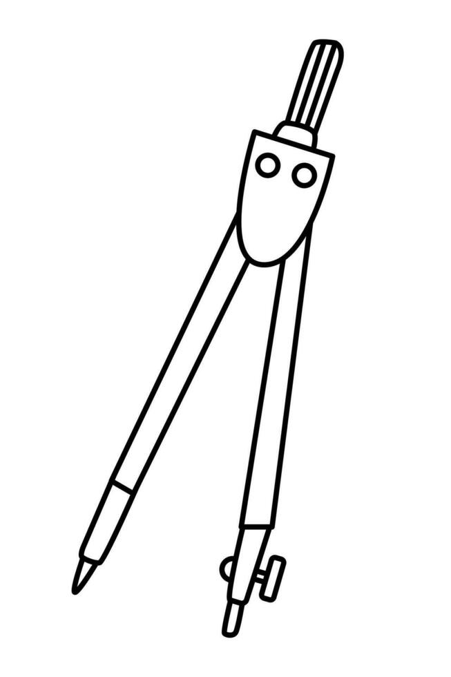Compass or divider drawing tool. Hand drawn doodle vector illustration, black outline.