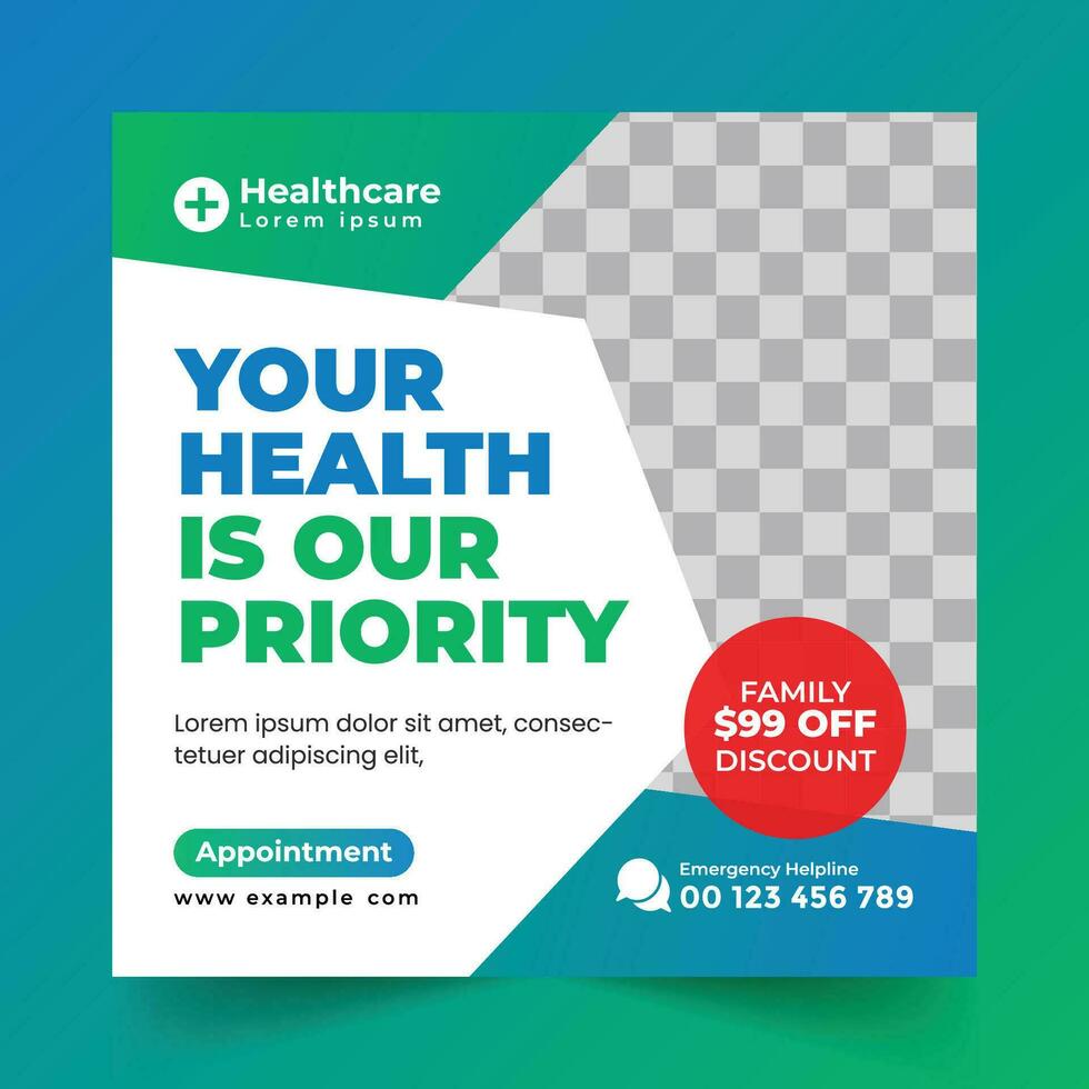 Medical health care social media post banner design template vector