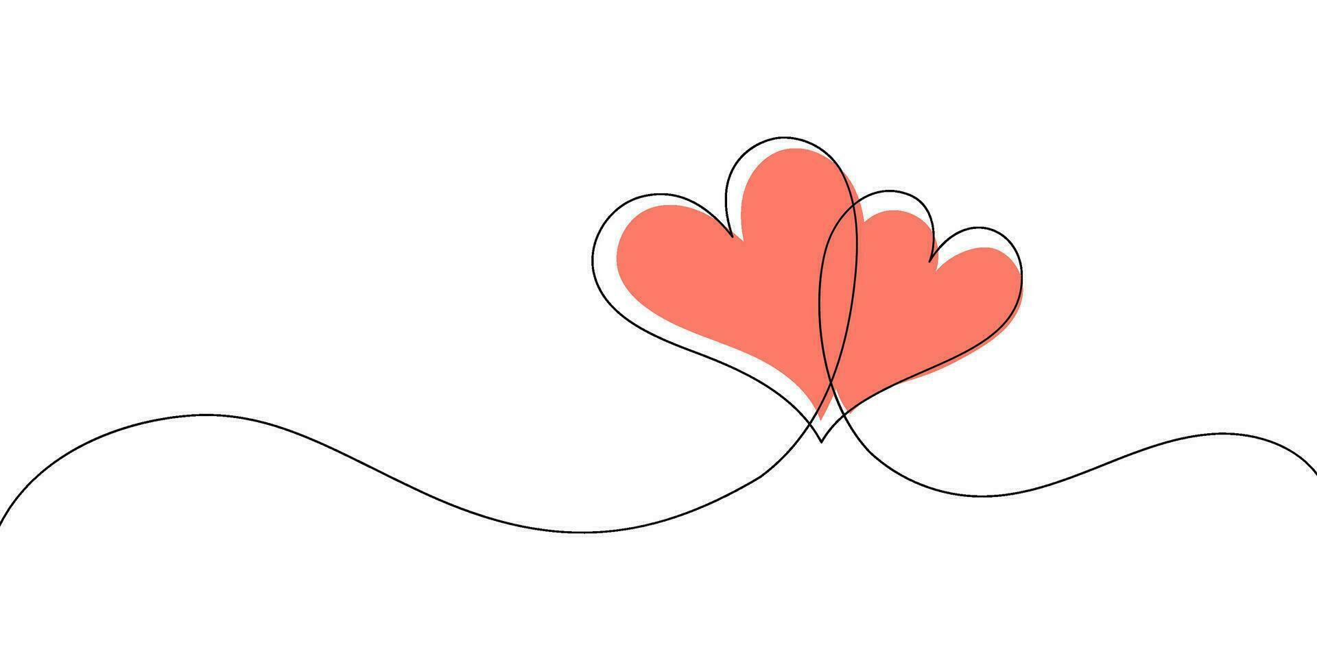 Heart and Love in Vector Continuous Line Art Illustration of a Romantic Minimalist Wedding Card on a White Background. A Wedding Heart Sketch with Artistic Line Design. Vector Illustration Love Art.