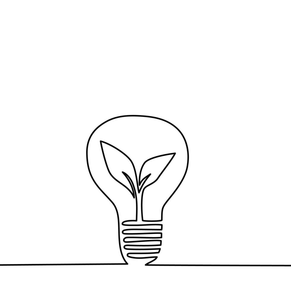 One line light bulb lamp art. Continuous single line idea, creative, energy concept bulb. Brainstorm, business solution design concept. Vector