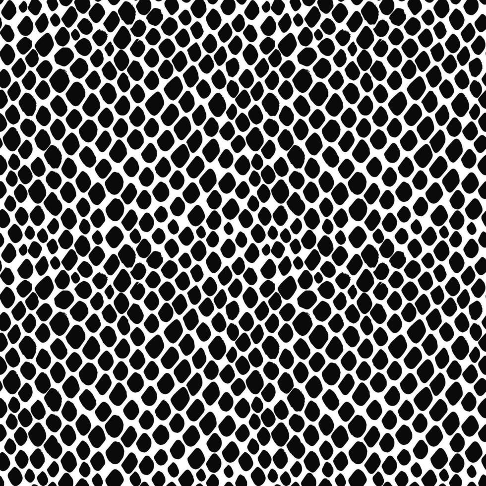 Seamless pattern skin snake, crocodile, lizard, alligator, reptile. Reptilian scales. Monochrome black spots. Vector isolated on white. Serpentine texture. Fashion print. Clothing, textiles, wrapping