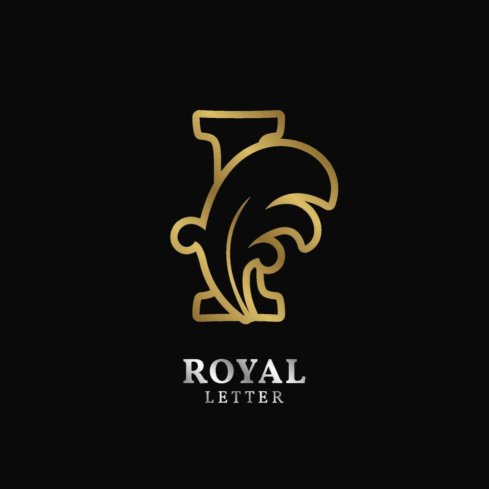 letter I floral luxurious outline style initial vector design