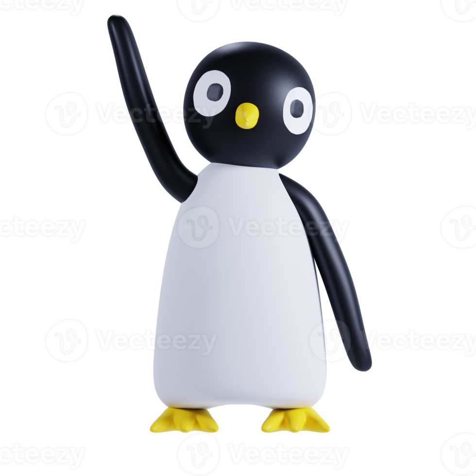 3d render animal fofa pinguin png