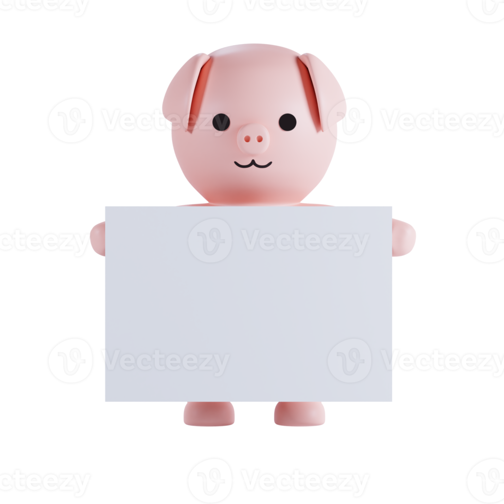 3d render animal cute pig png