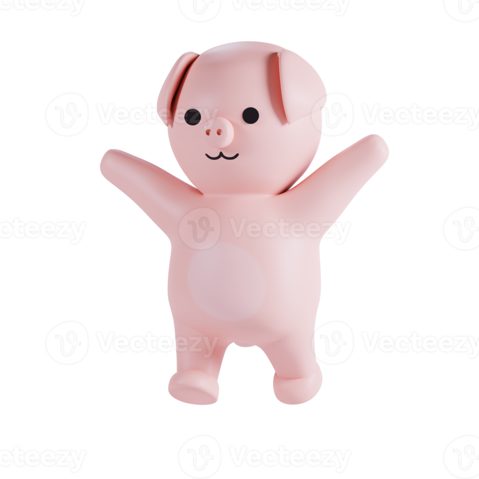 3d render animal cute pig png