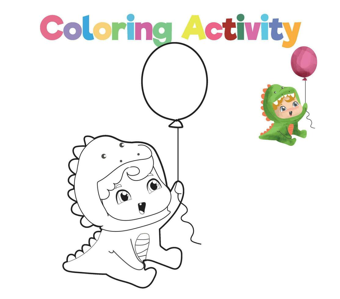 educativo imprimible colorante hoja de cálculo. colorante dinosaurio ilustración. colorante actividad para niños. vector contorno para colorante página.