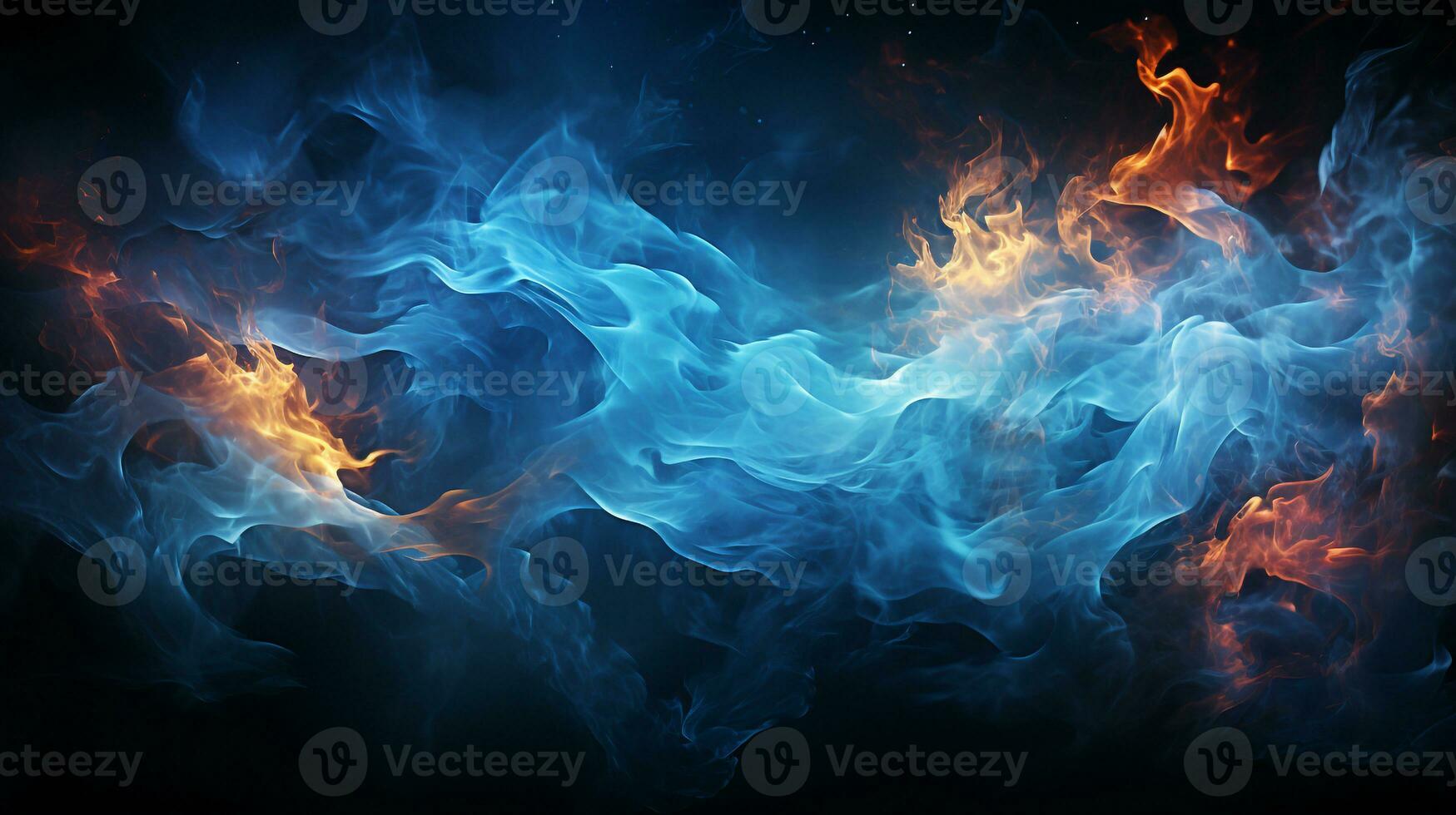 Blue fire background ai photo