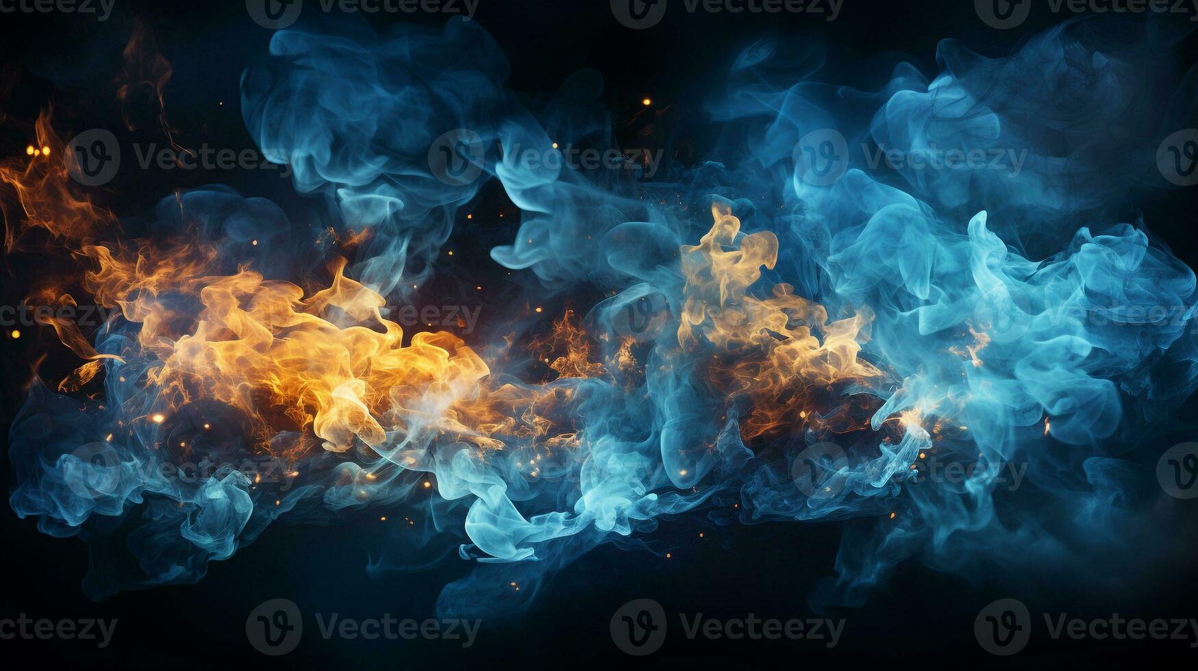 Blue fire background ai photo