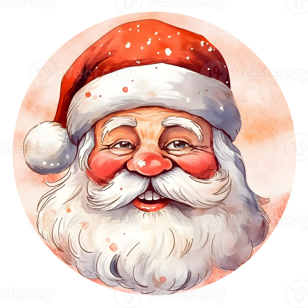 Portrait of Santa Claus head. Smiling Santa Claus. Cartoon santa claus illustration with beard. AI Generative. png