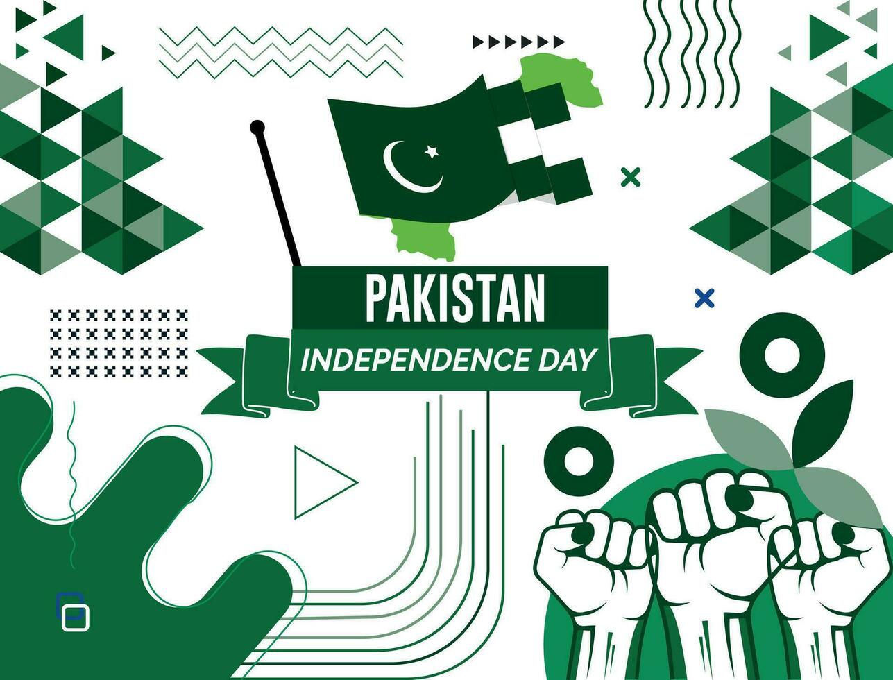 pakistan national day banner with map, flag colors theme background and geometric abstract retro modern blue colot design. abstract modern design. vector