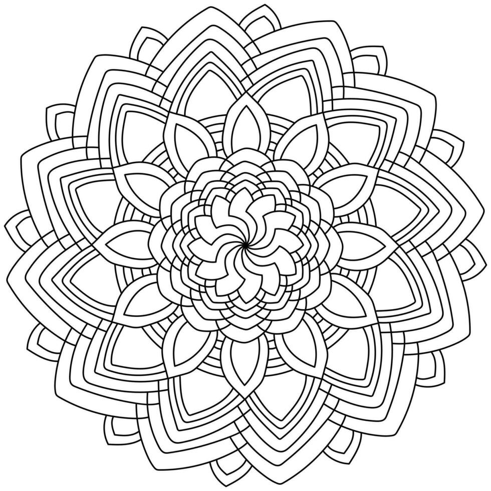 contorno mandala con grande pétalos de varios formas, colorante página para diseño y creatividad vector