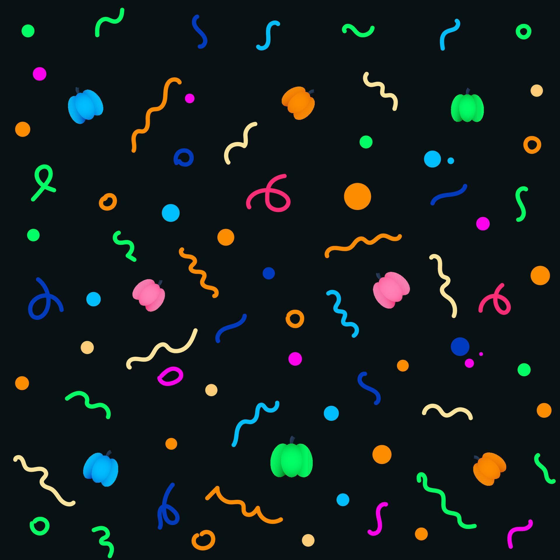 pumpkins with colorful 90s style doodles, repeated pattern, texture