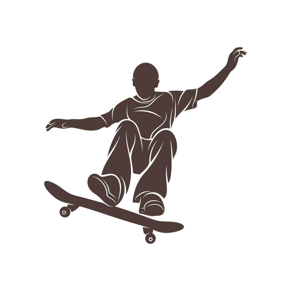 Skateboarder vector illustration design. Skateboarder logo design Template.