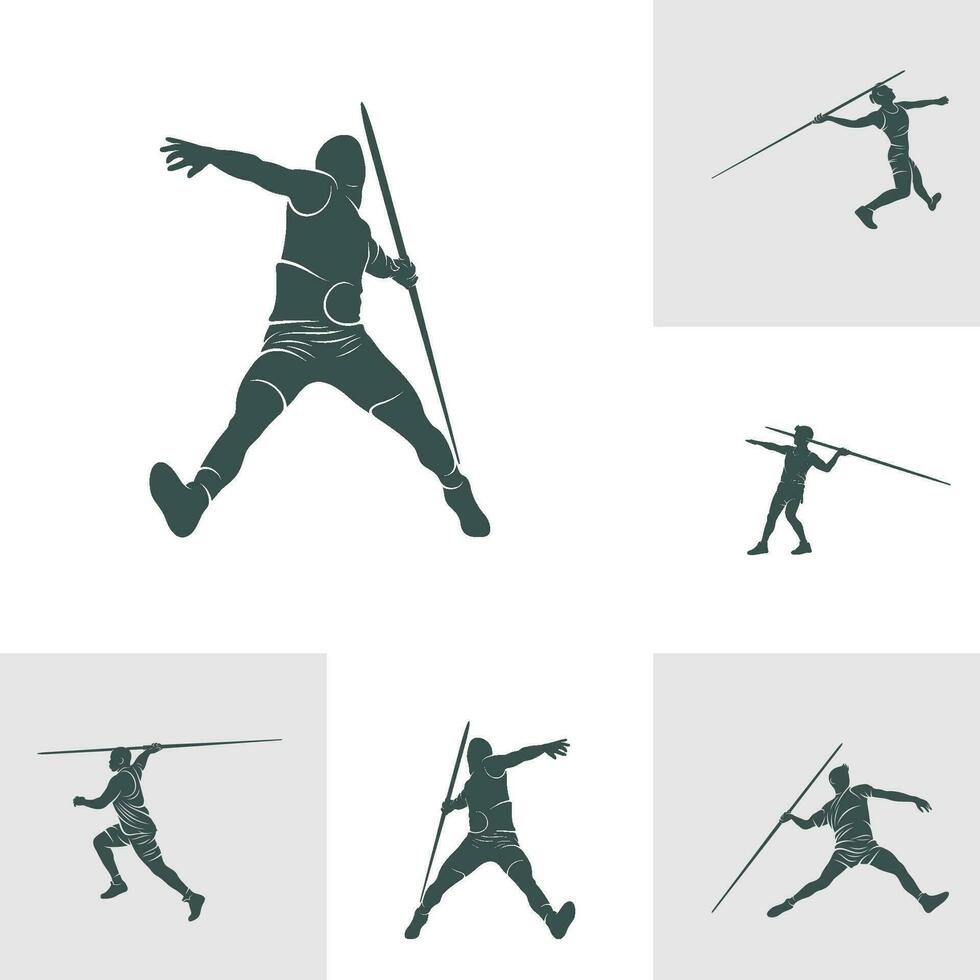 Set of Javelin Thrower vector illustration design. Javelin Thrower logo design Template.