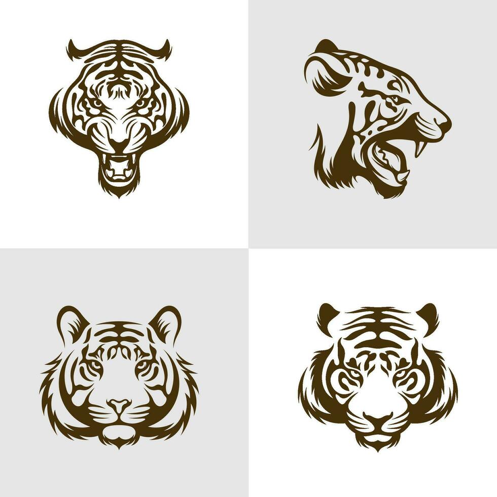 Set of Head Tiger vector illustration design. Head Tiger logo design Template.