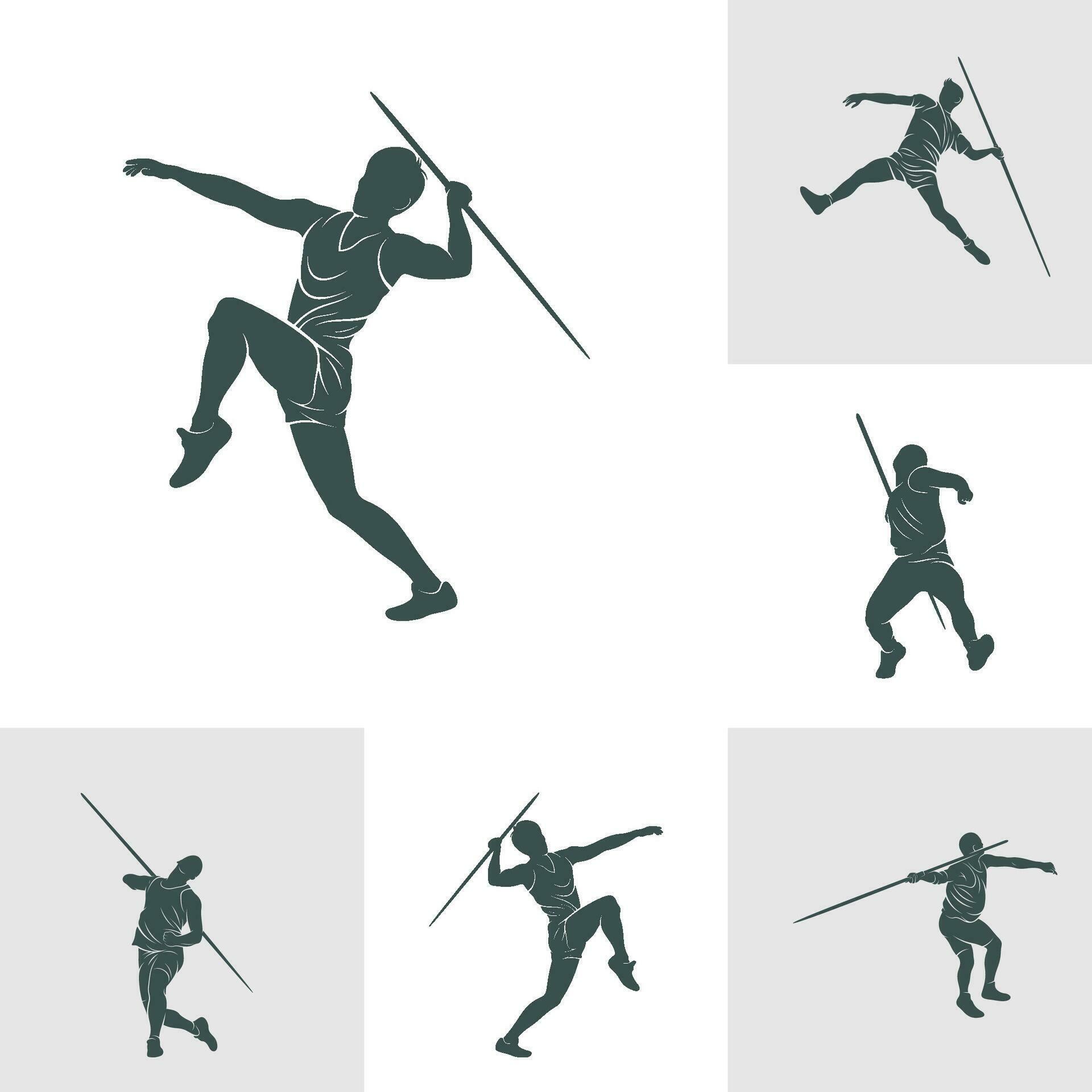 Set of Javelin Thrower vector illustration design. Javelin Thrower logo