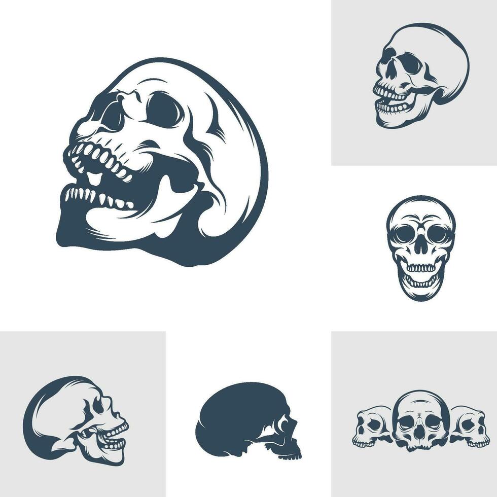 Set of Skull vector illustration design. Skull logo design Template.