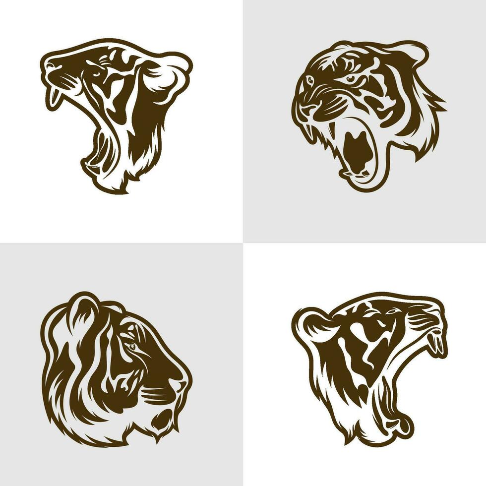 Set of Head Tiger vector illustration design. Head Tiger logo design Template.