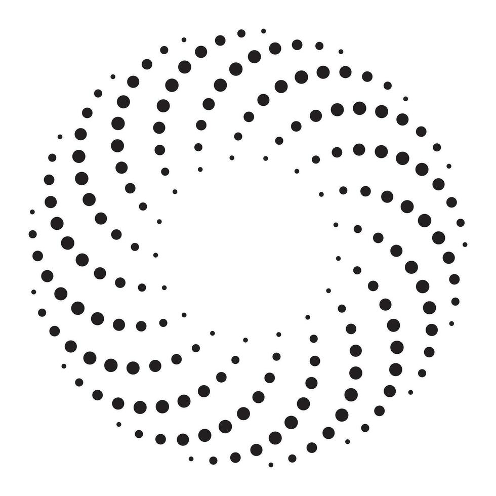 Dotted spiral vortex design element, vector illustration.