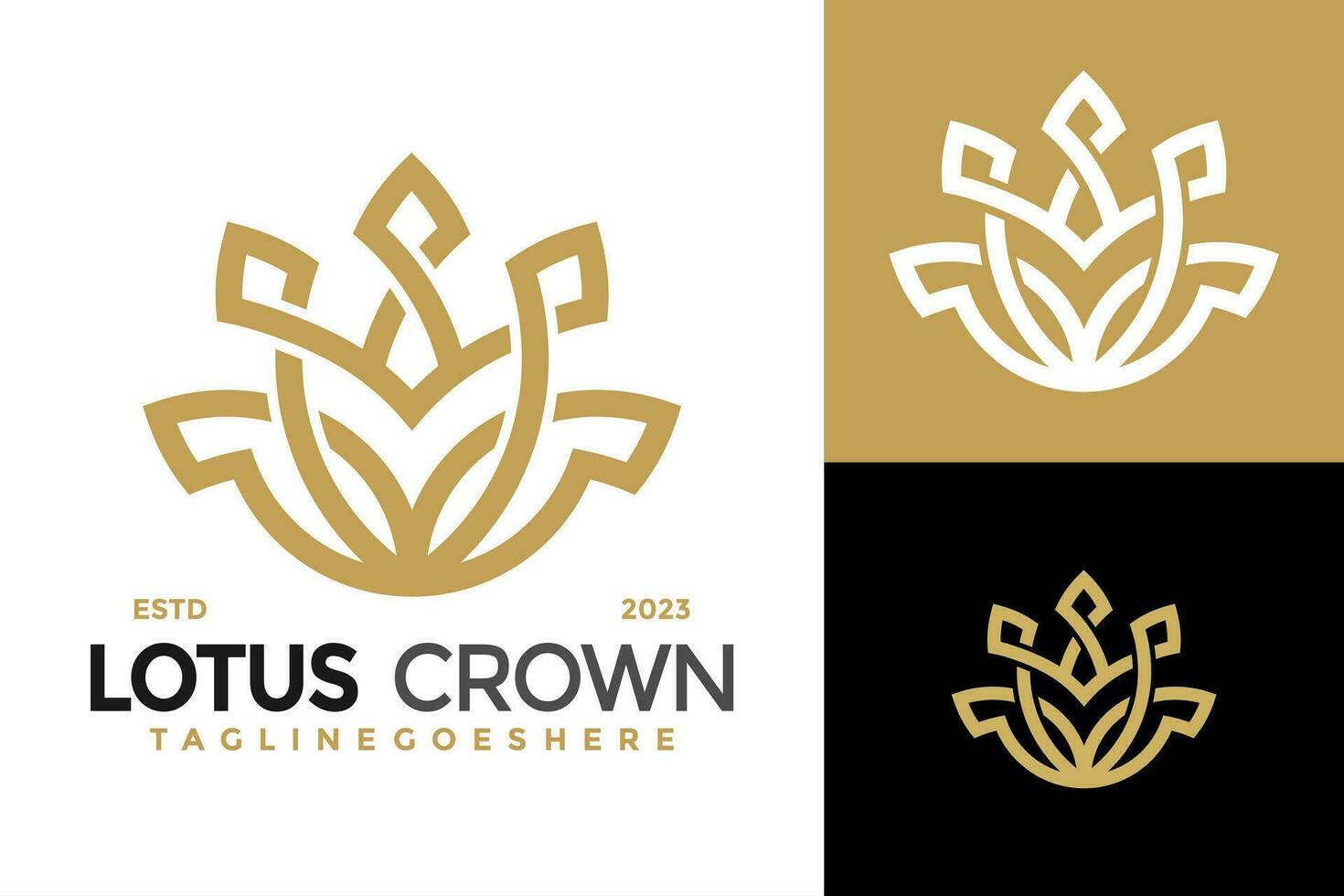 Lotus Crown Nature Leaf logo design vector symbol icon illustration