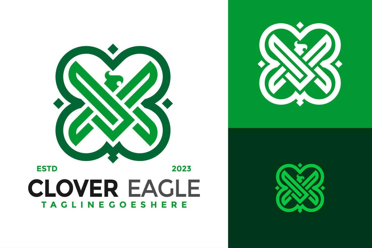 Clover Eagle logo design vector symbol icon illustration