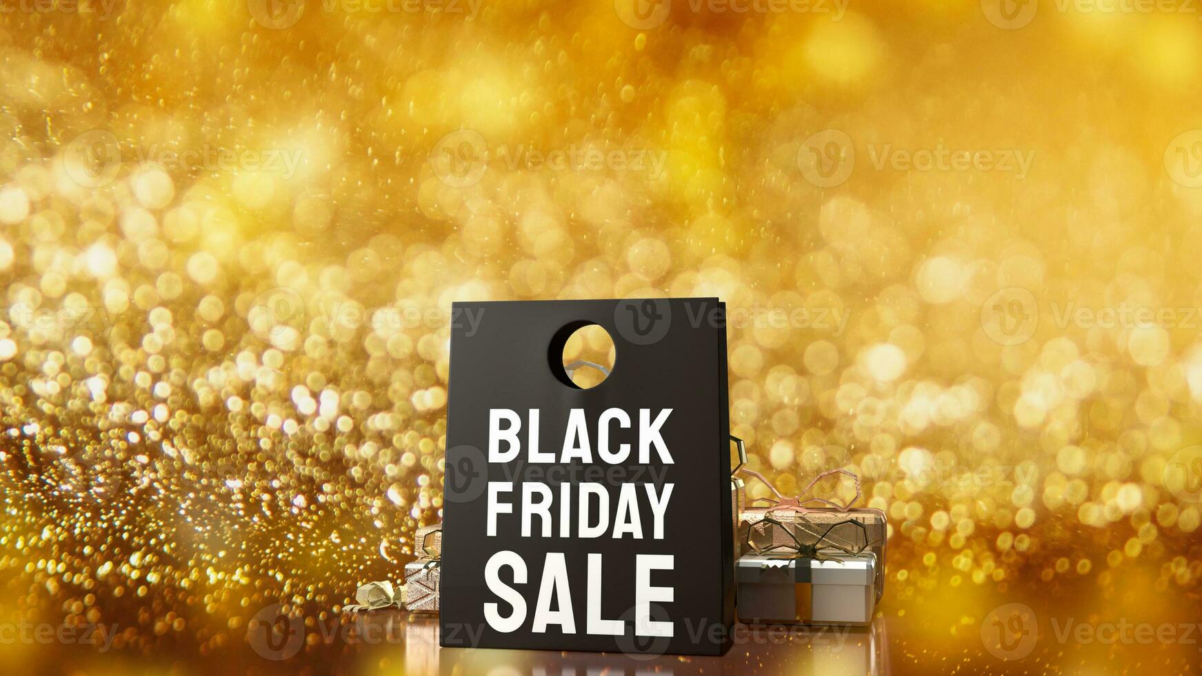 The Shopping Bag and gift box for Black Friday concept 3d rendering photo