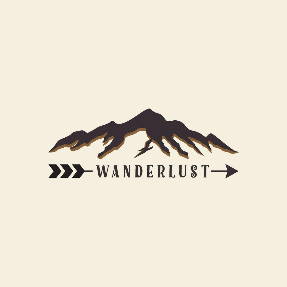 montaña al aire libre parte superior aventuras caminata logo vector icono símbolo minimalista diseño